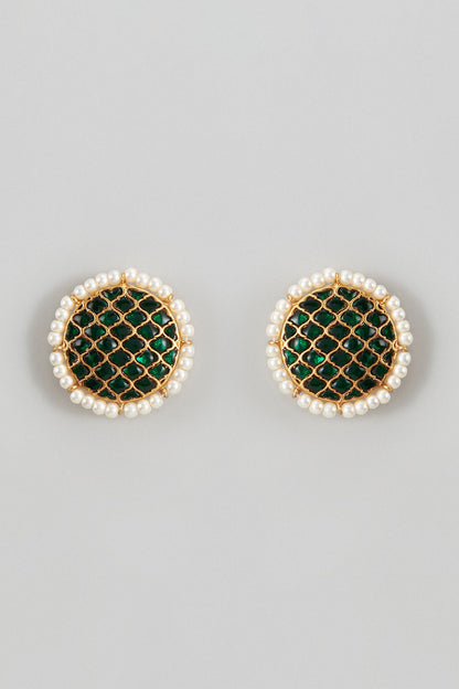 Contrast Kundan Stone Embellished Studs 