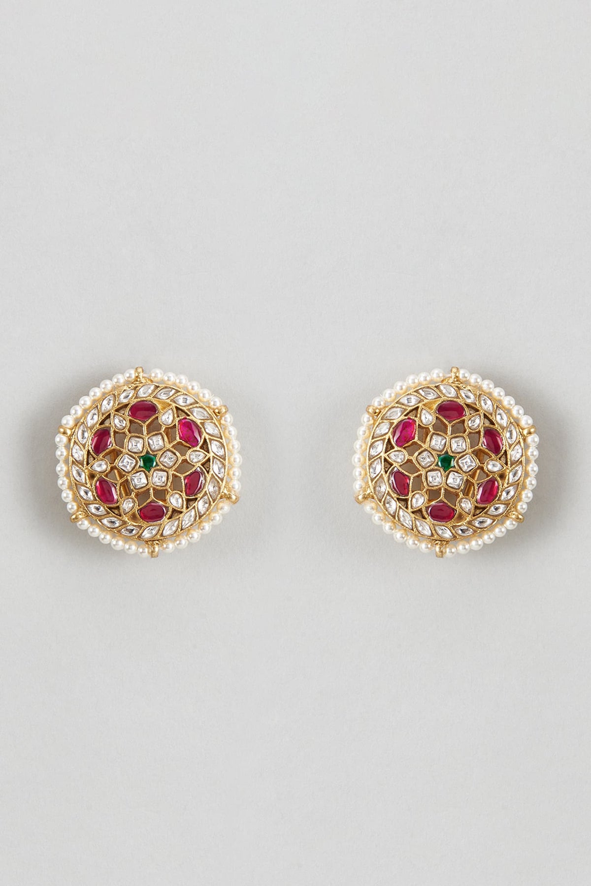 Floral Carved Kundan Studs 