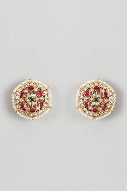 Floral Carved Kundan Studs 