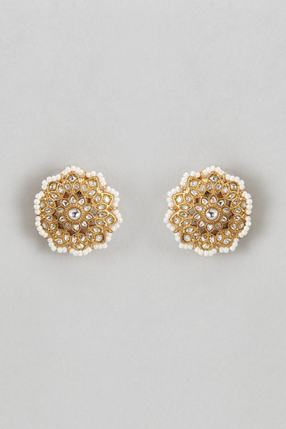 Flower Carved Kundan Studs 