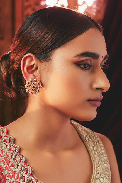 Floret Carved Kundan Studs 