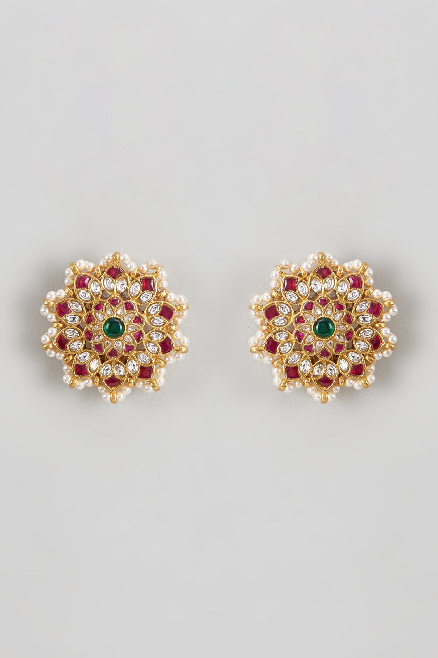 Floret Carved Kundan Studs 