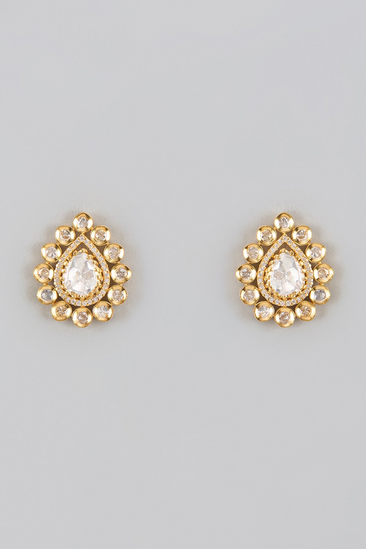 Cubic Zirconia Embellished Tear Drop Studs 