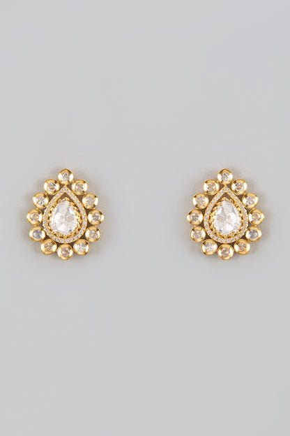 Cubic Zirconia Embellished Tear Drop Studs 