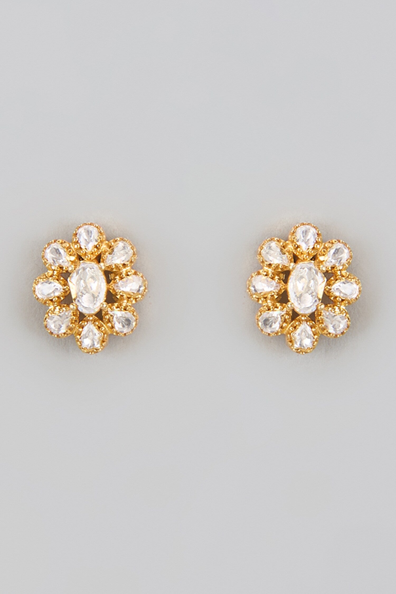 Moissanite Polki Embellished Floret Studs 