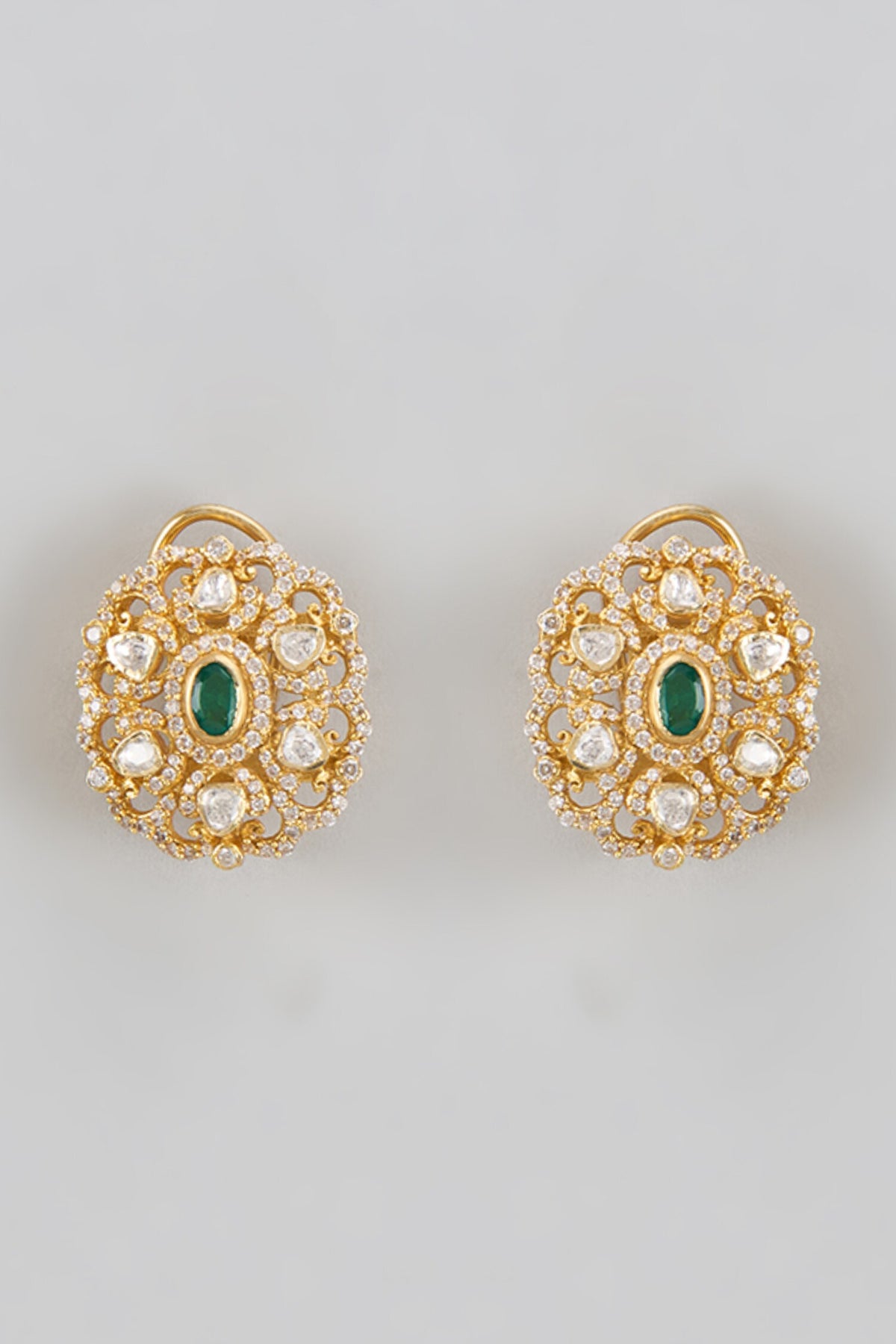 Moissanite Polki Embellished Studs 