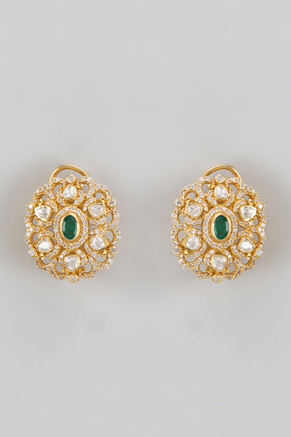 Moissanite Polki Embellished Studs 