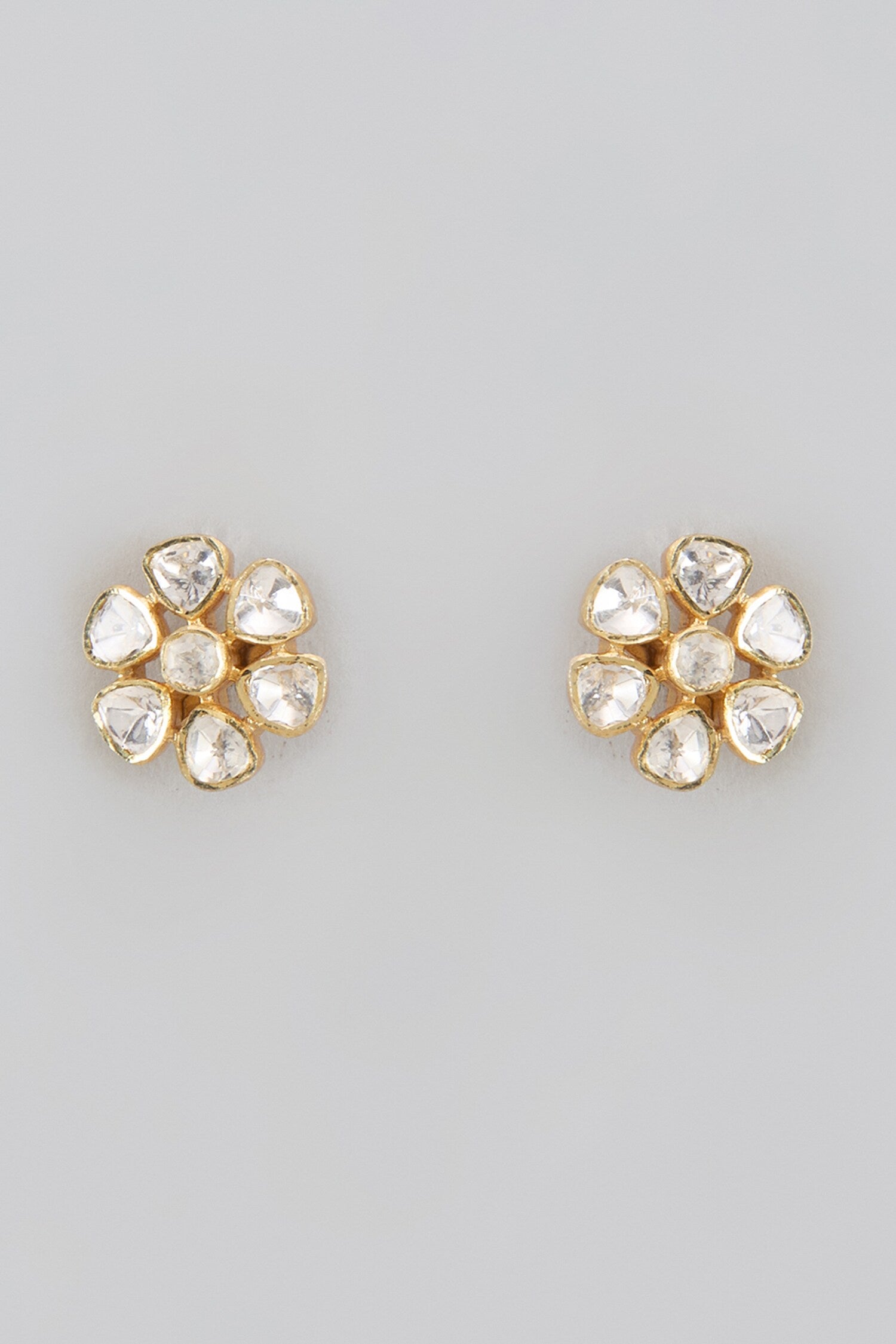 Moissanite Polki Floral Studs 