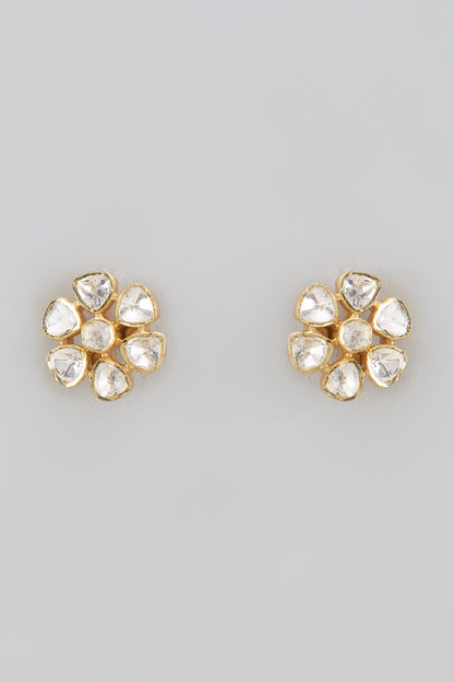 Moissanite Polki Floral Studs 