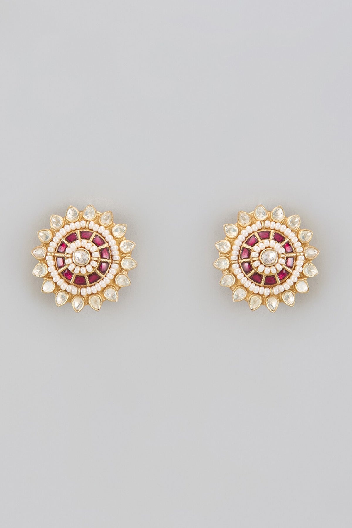 Moissanite Polki Carved Studs 