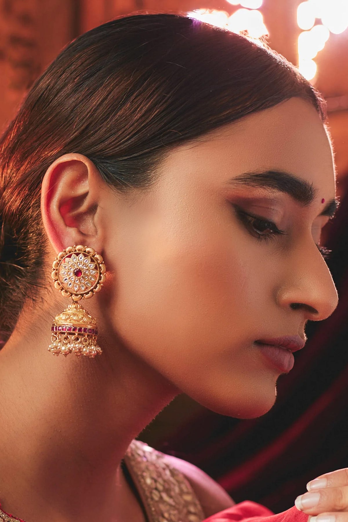 Geometric Carved Jhumkas 