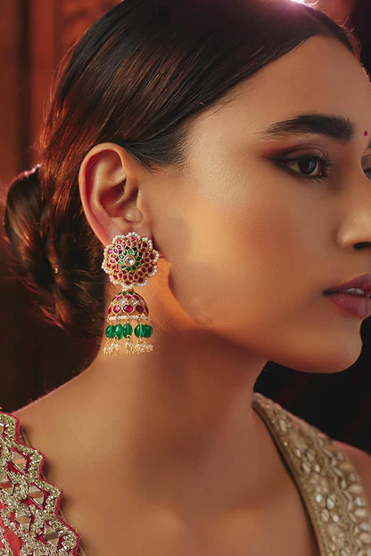 Floral Carved Cutwork Jhumkas 