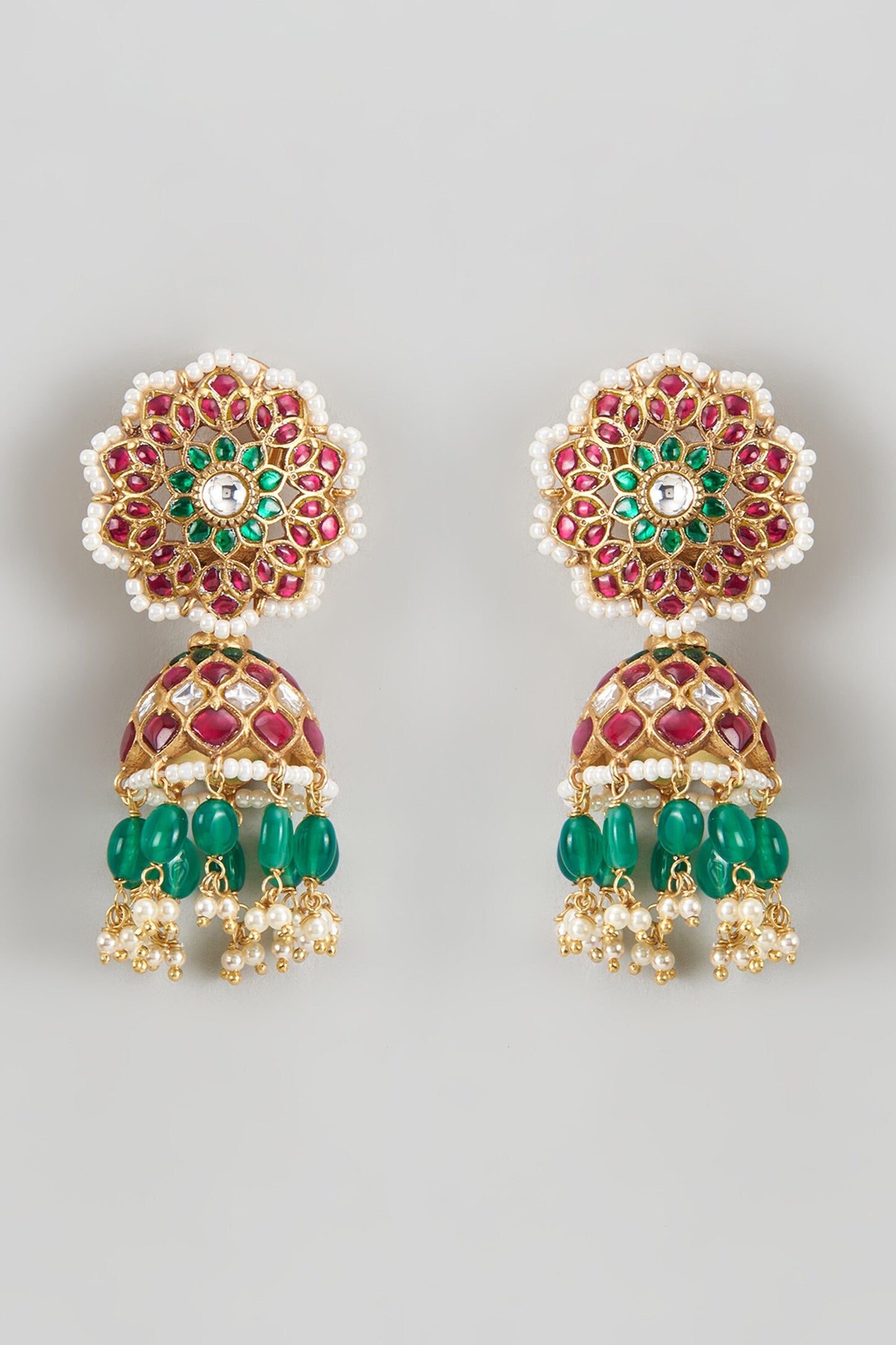 Floral Carved Cutwork Jhumkas 