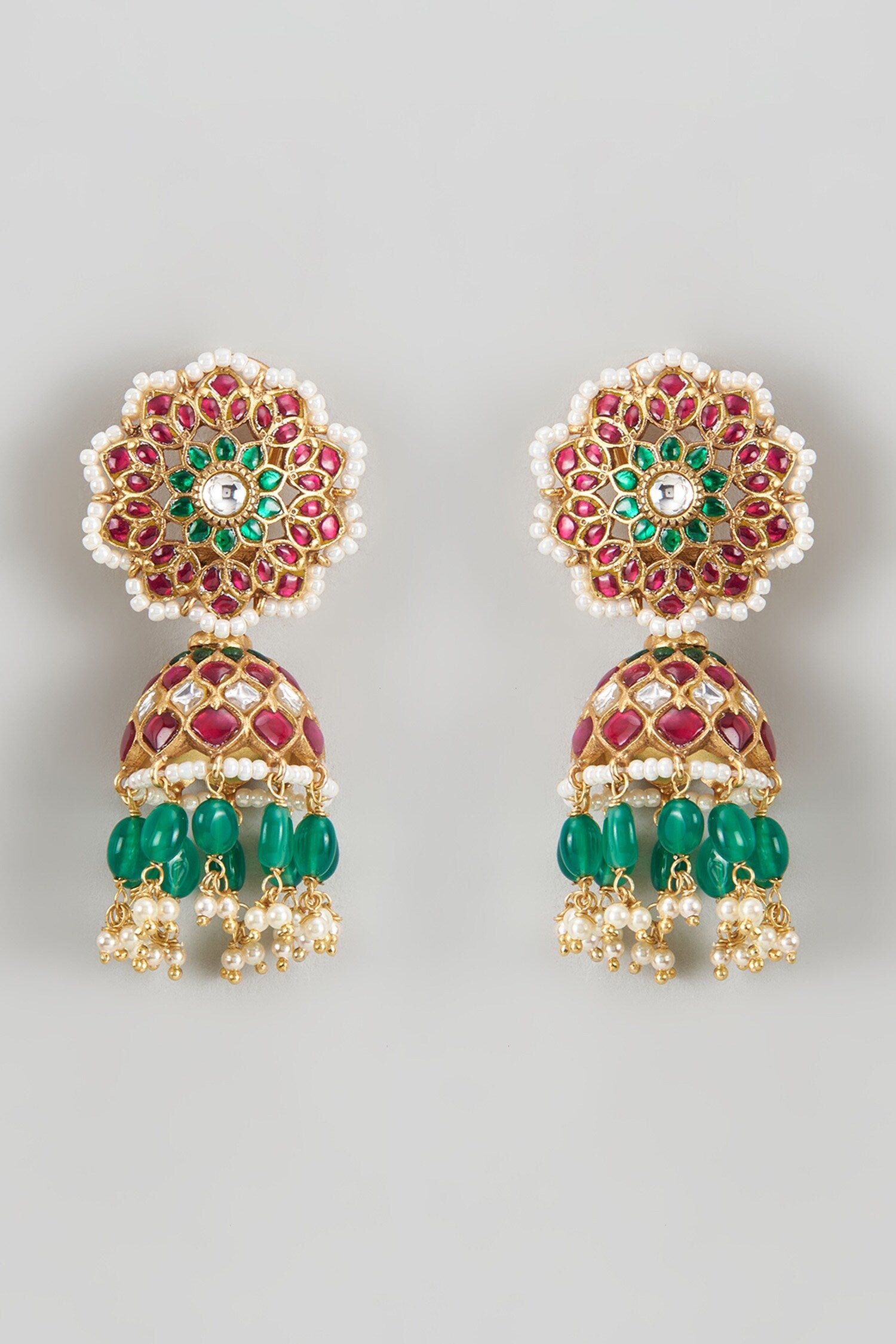 Floral Carved Cutwork Jhumkas 