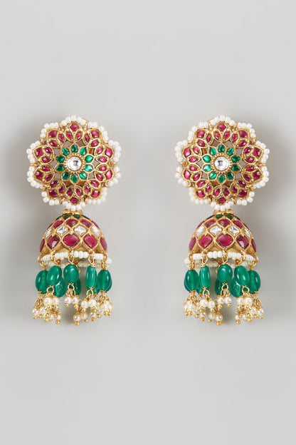 Floral Carved Cutwork Jhumkas 