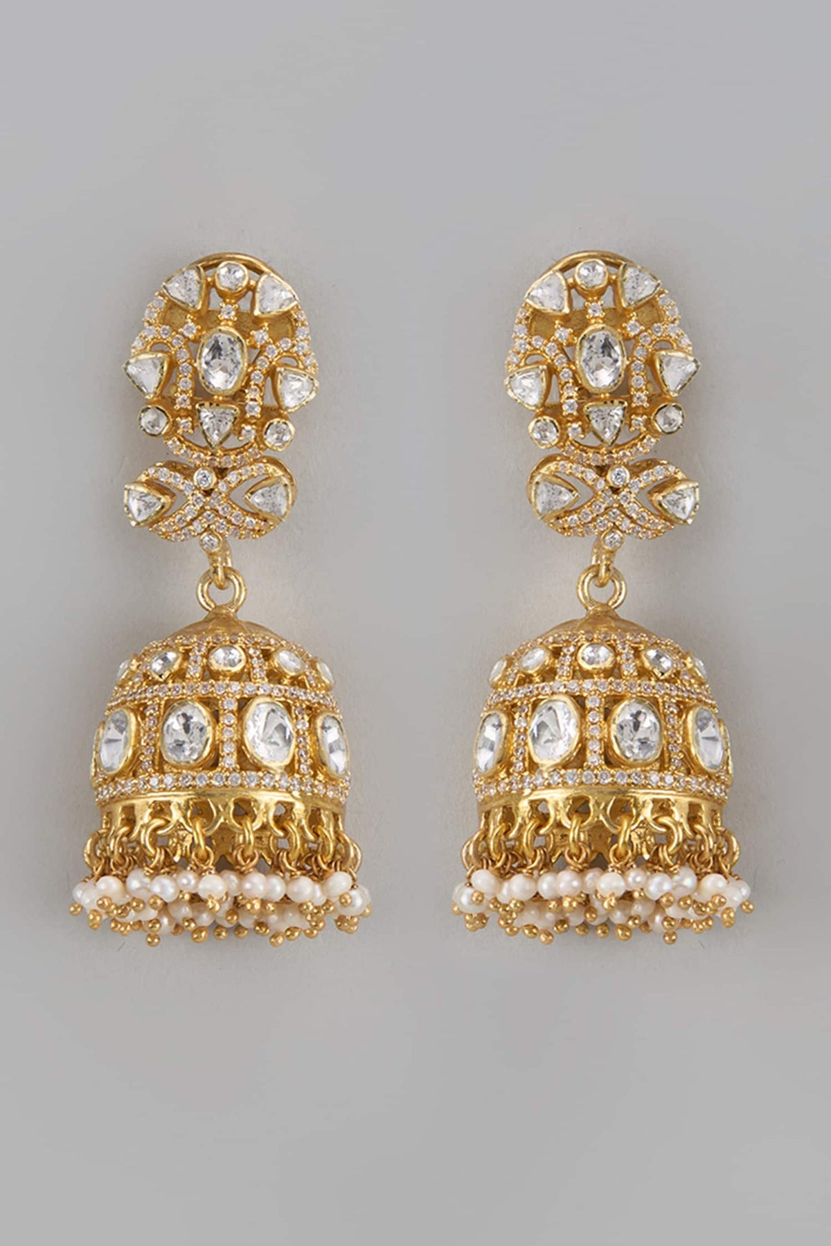 Moissanite Polki Embellished Jhumkas 