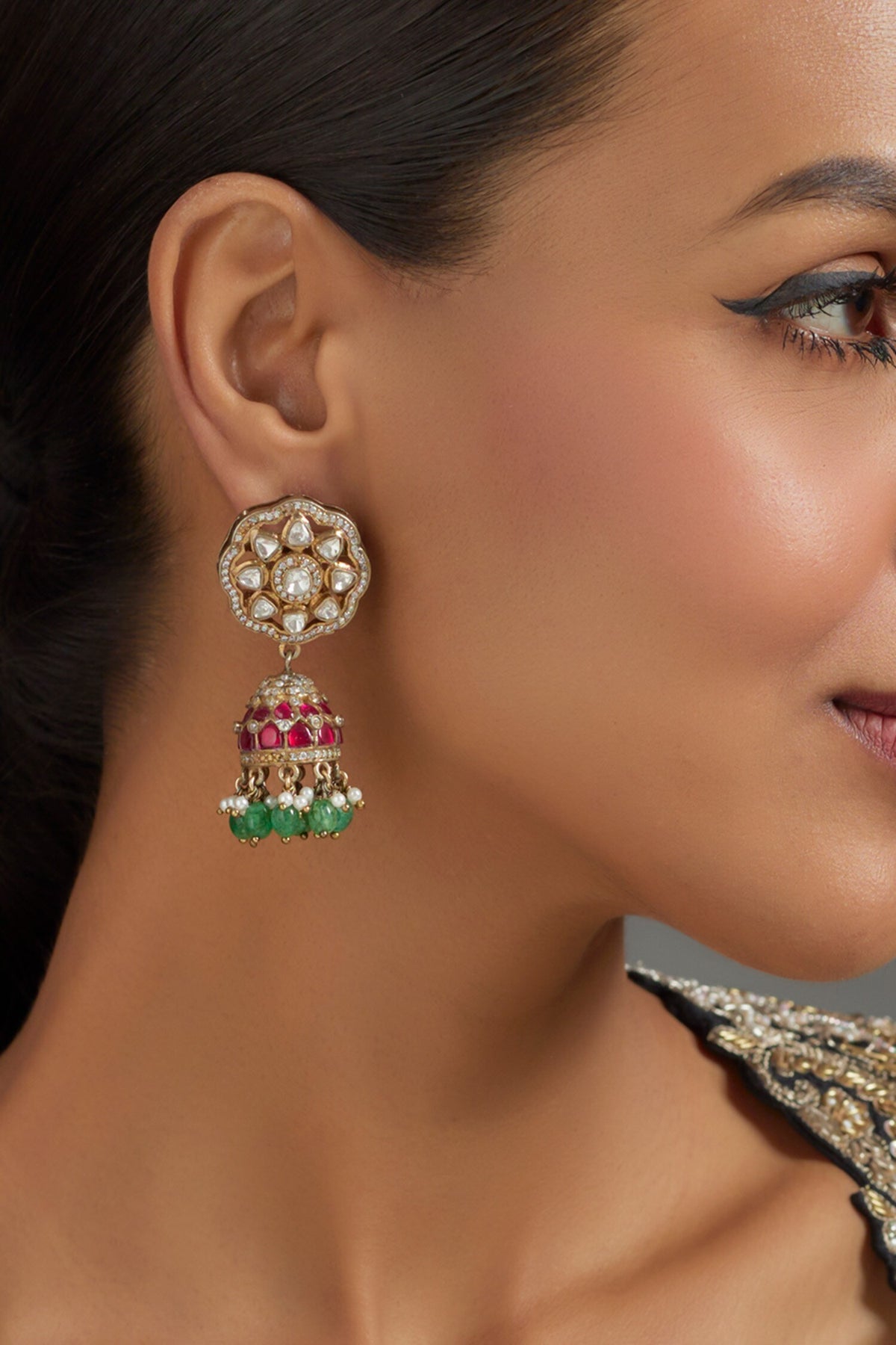 Victorian Stone Embellished Jhumkas 