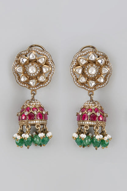 Victorian Stone Embellished Jhumkas 