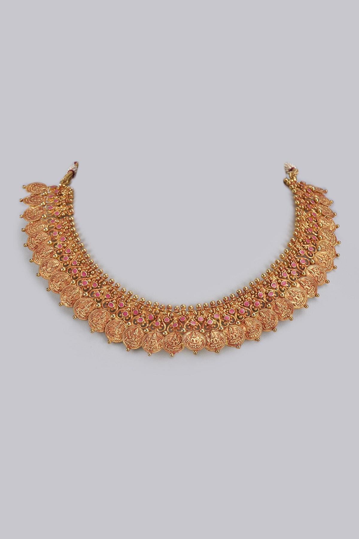 Goddess Laxmi Coin Carved Choker 
