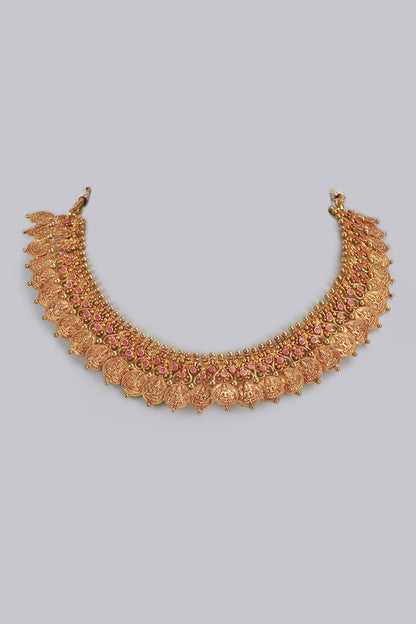 Goddess Laxmi Coin Carved Choker 