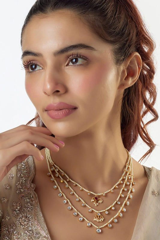 Pearl Embellished Layered Necklace 