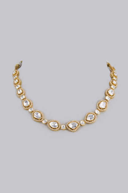 Moissanite Polki & CZ Embellished Choker Necklace 