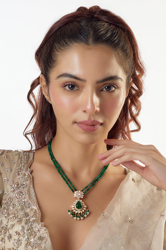 Moissanite Polki Embellished Pendant Necklace 