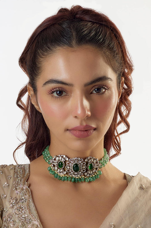 Moissanite Polki Embellished Pendant Necklace 
