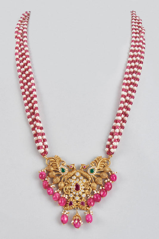 Carved Peacock Motif Pendant Necklace 