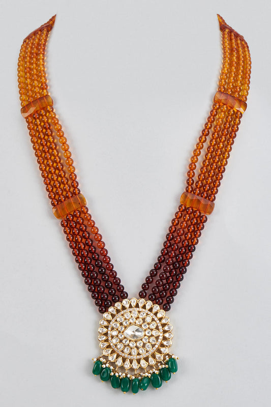 Kundan Embellished Round Pendant Necklace 