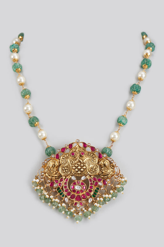 Carved Stone Embellished Pendant Necklace 