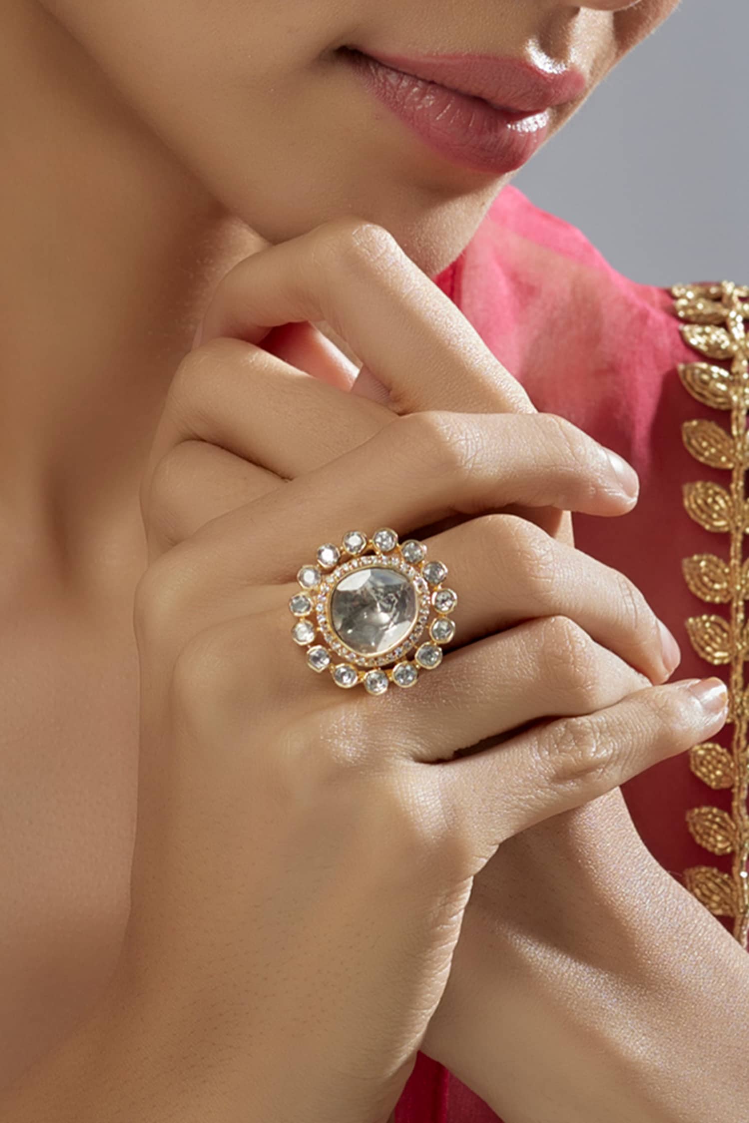 Moissanite Polki Embellished Ring 