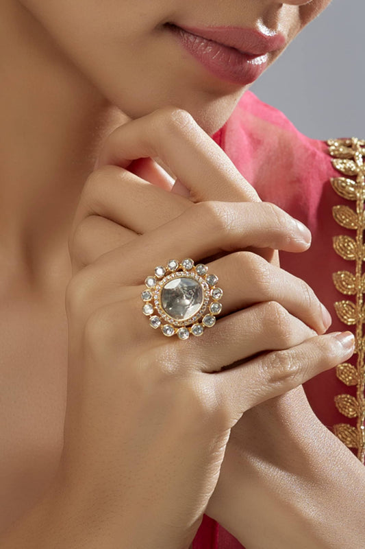Moissanite Polki Embellished Ring 