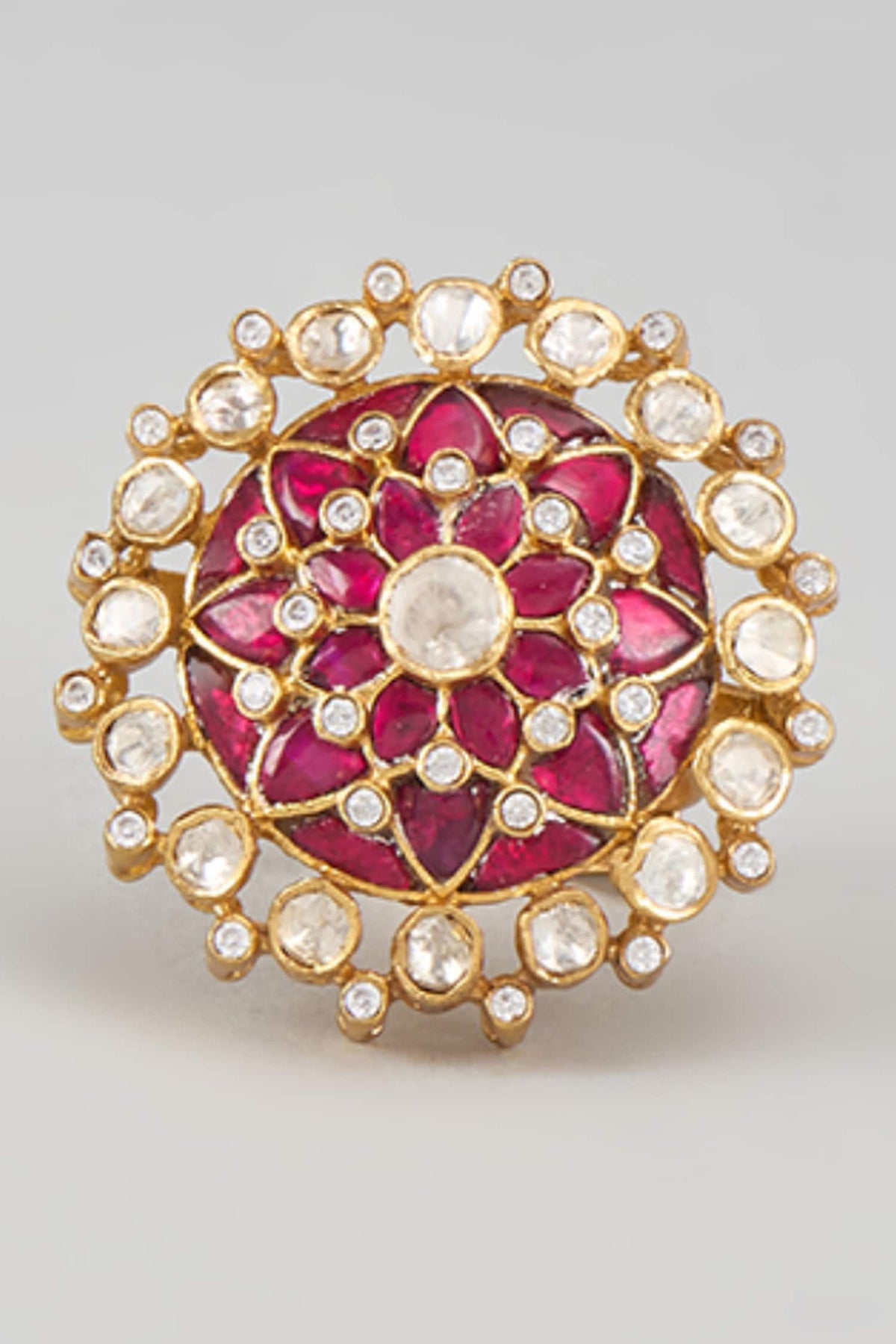 CZ & Moissanite Polki Embellished Ring 