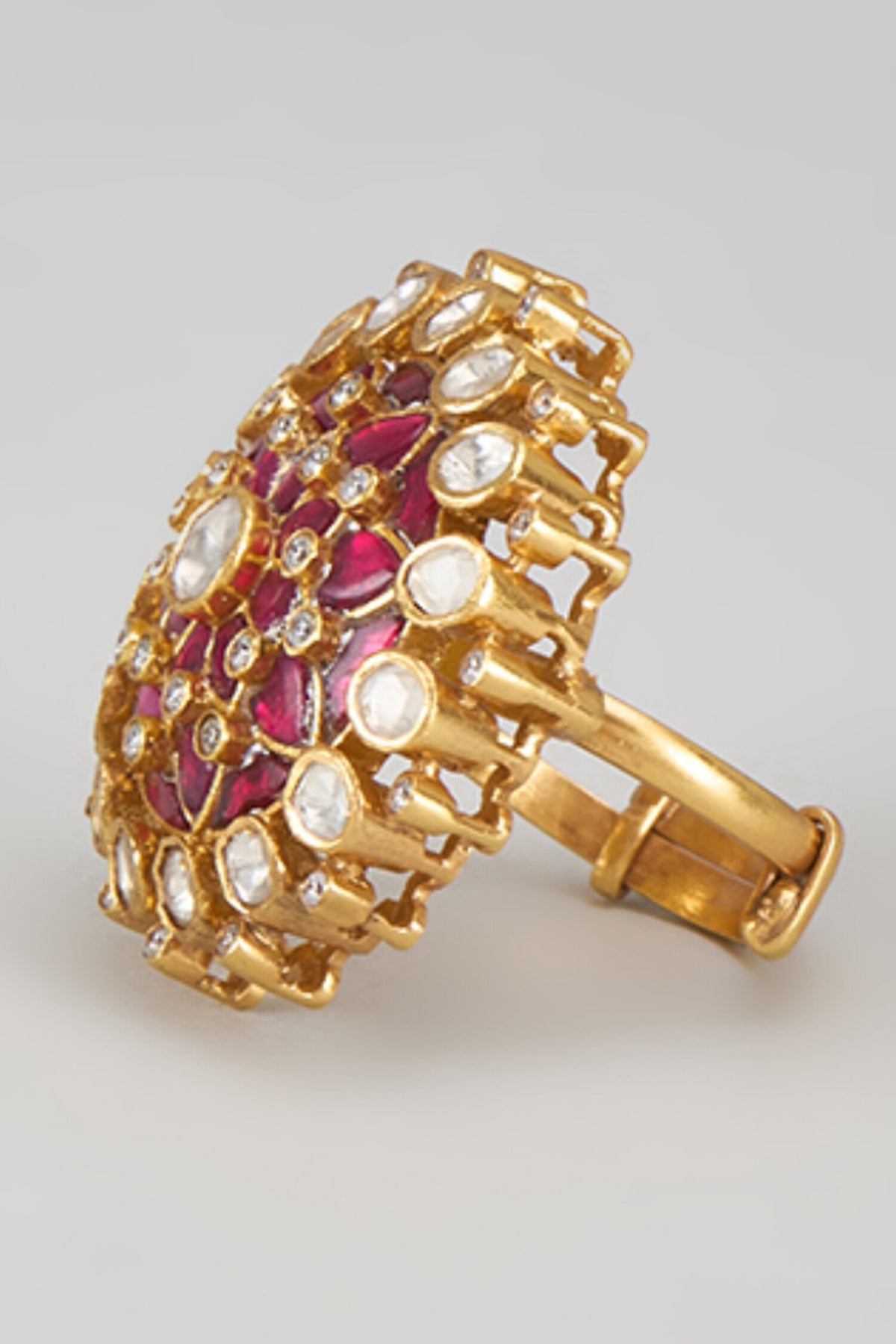 CZ & Moissanite Polki Embellished Ring 