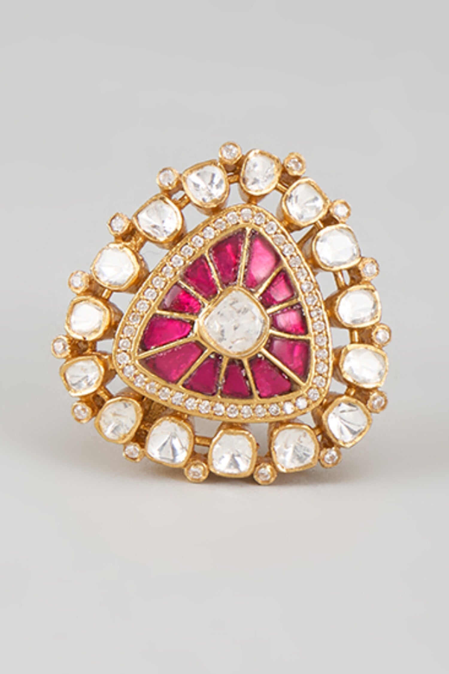 CZ & Polki Stone Embellished Ring 