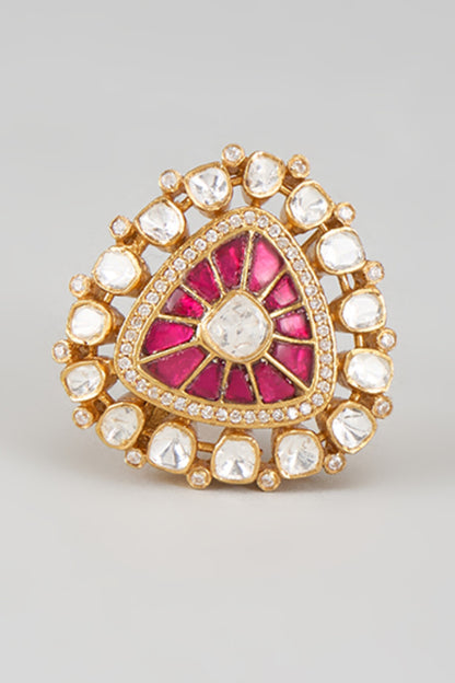 CZ & Polki Stone Embellished Ring 