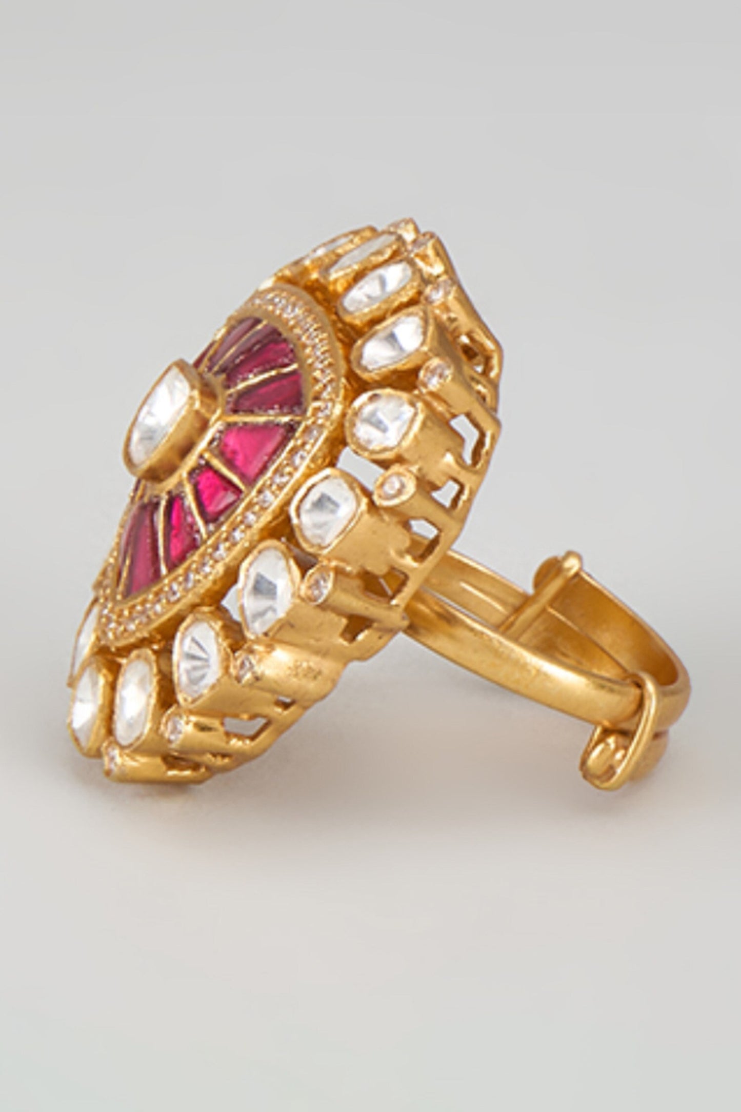 CZ & Polki Stone Embellished Ring 