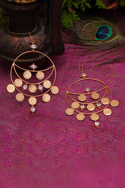 Kasu Coin Crystal Earrings 
