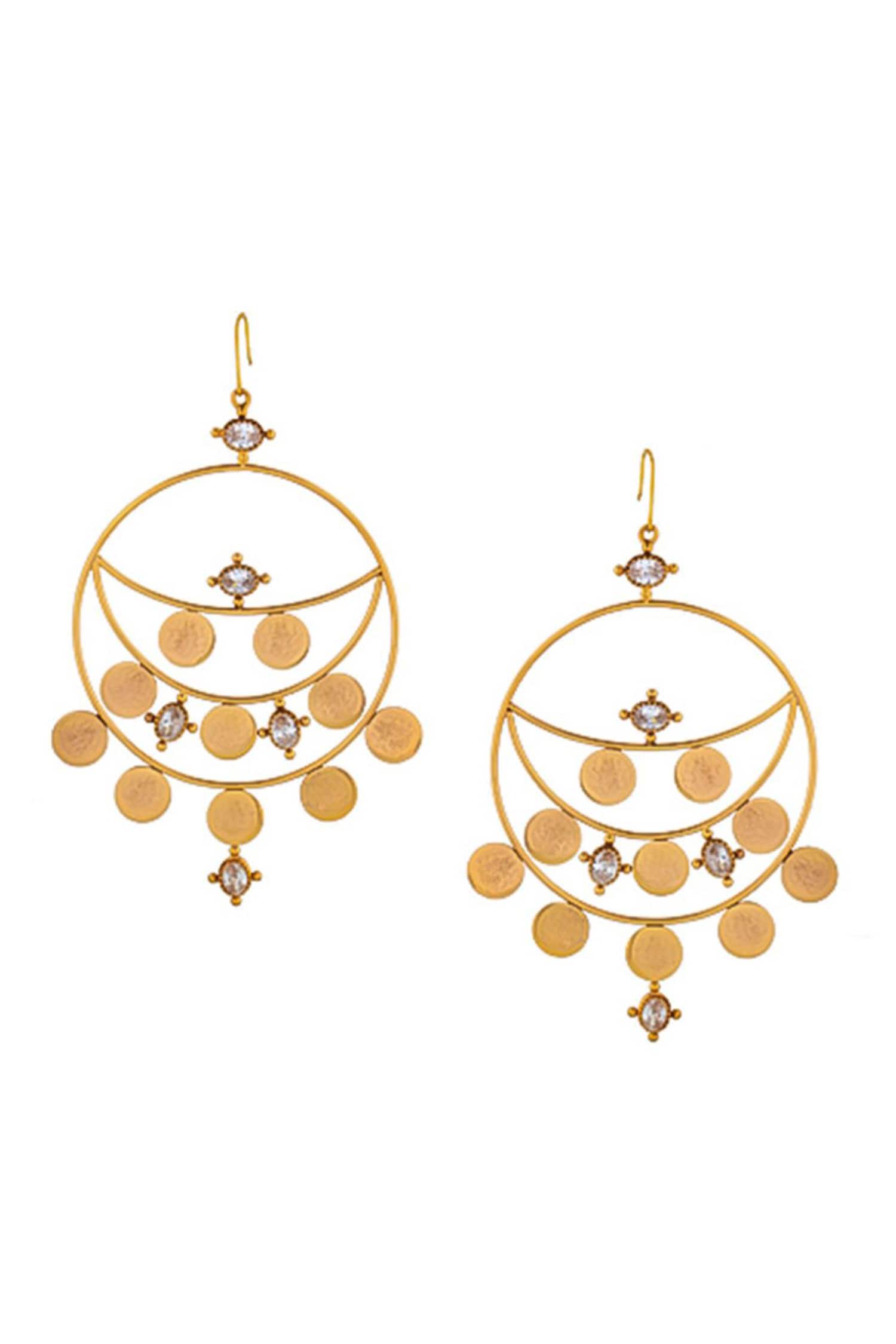 Kasu Coin Crystal Earrings 