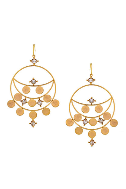 Kasu Coin Crystal Earrings 