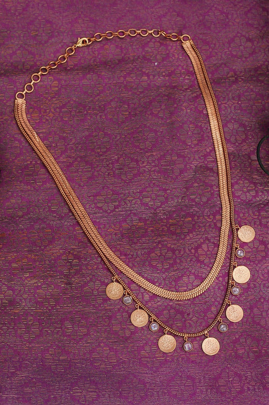 Kasu Coin Embellished Layered Necklace 