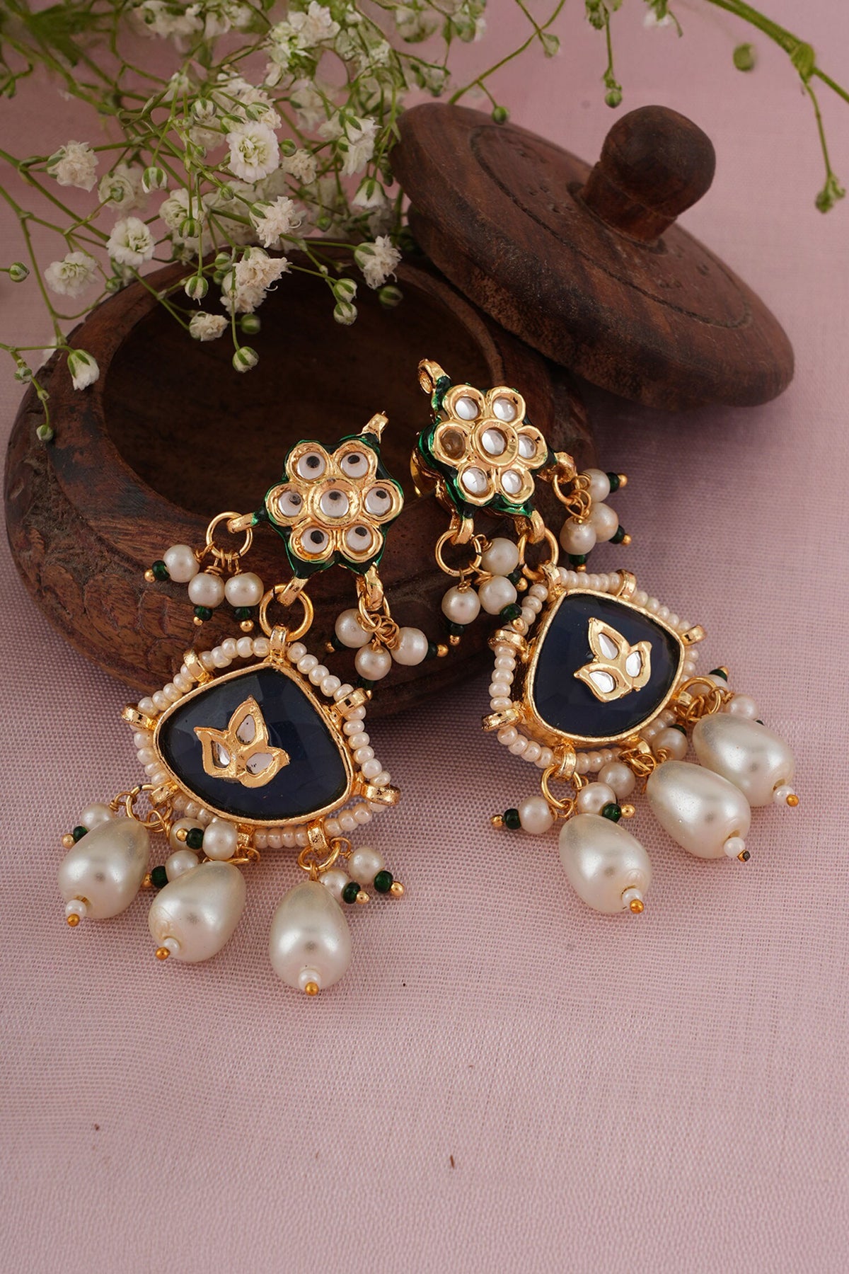 Kundan & Enamel Embellished Earrings 
