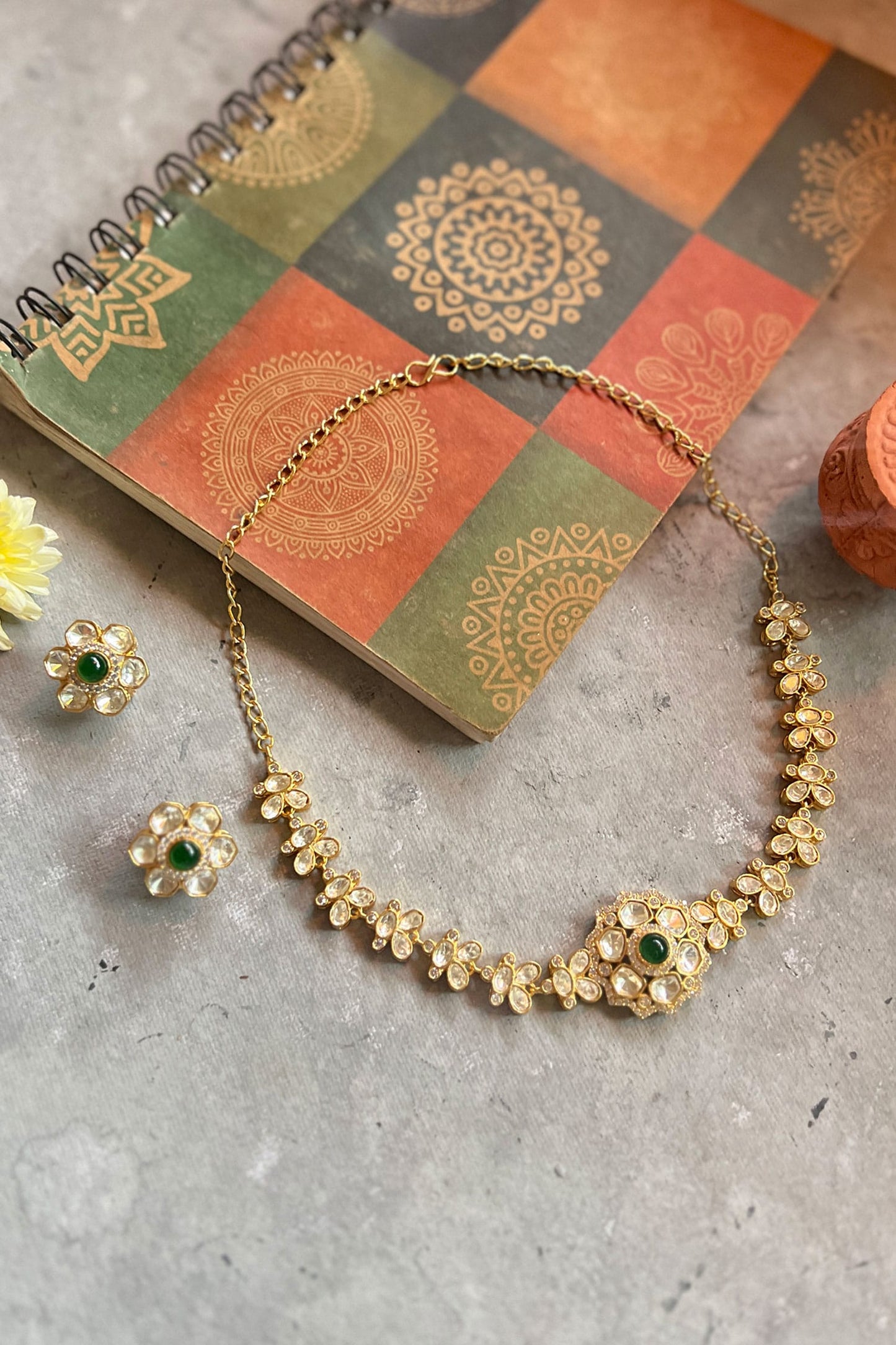 Moissanite Polki Embellished Choker Set 
