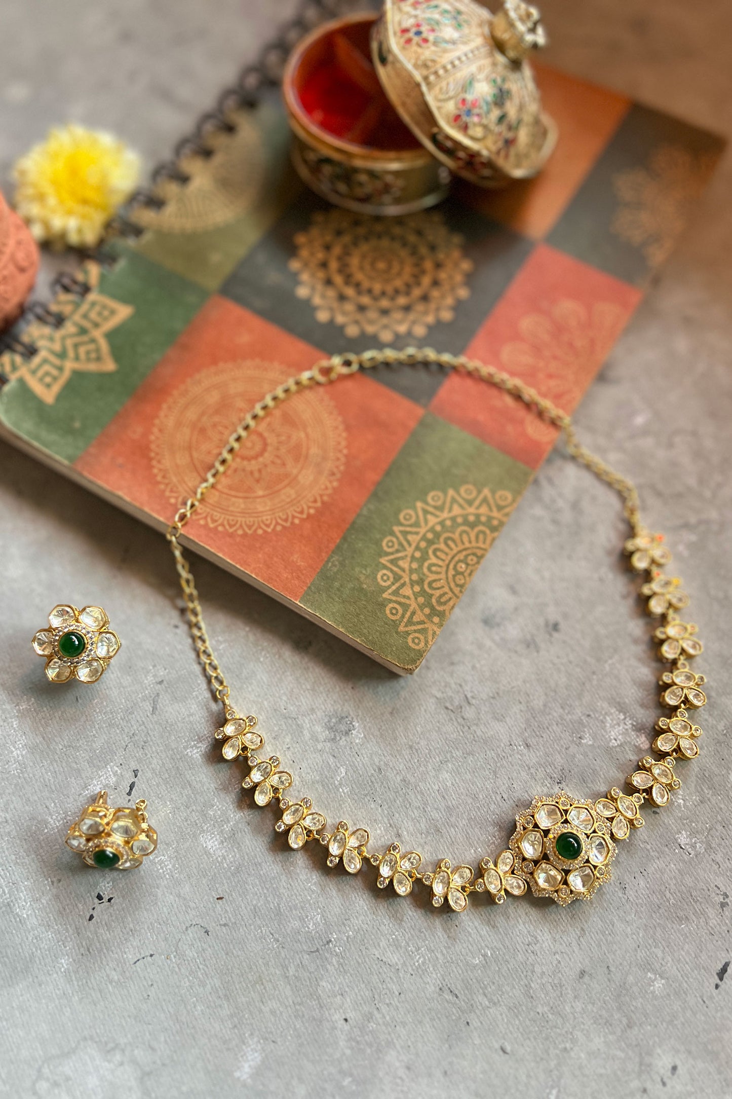 Moissanite Polki Embellished Choker Set 