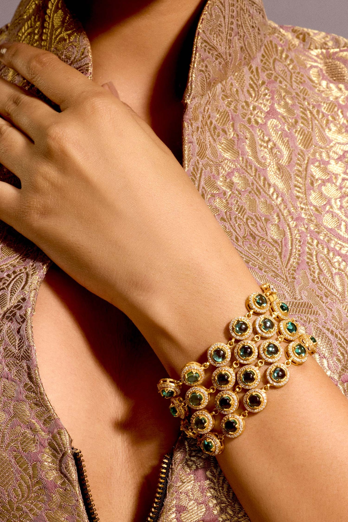 Multi Layered Emerald Bracelet 