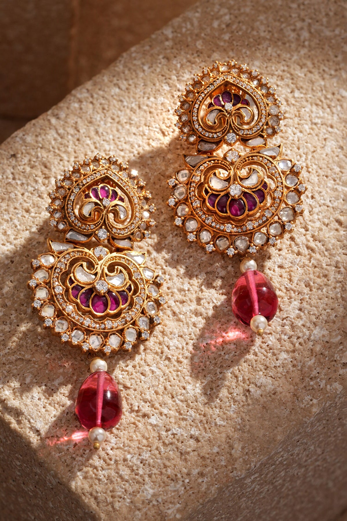 Lotus Stone Embellished Earrings 