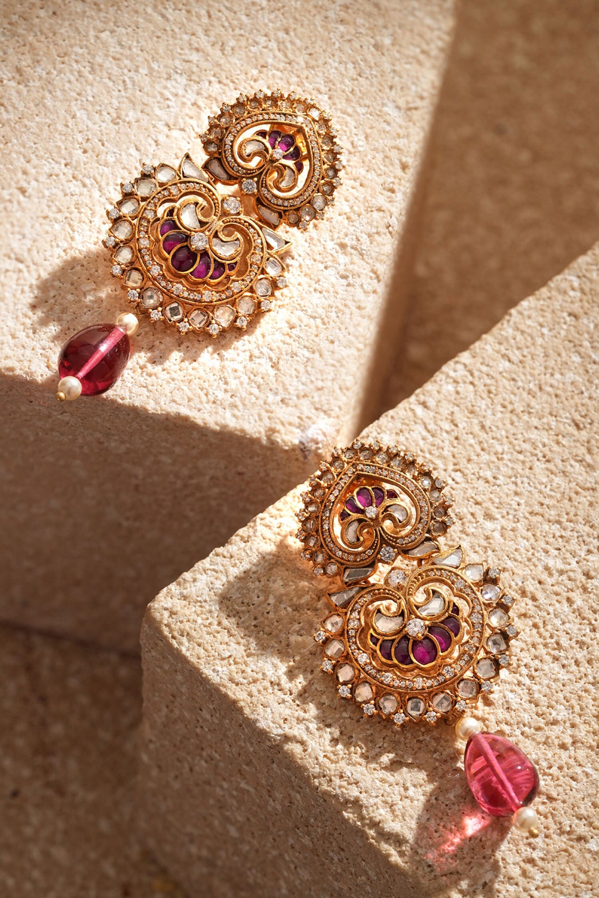 Lotus Stone Embellished Earrings 