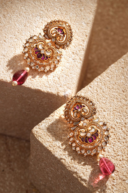 Lotus Stone Embellished Earrings 