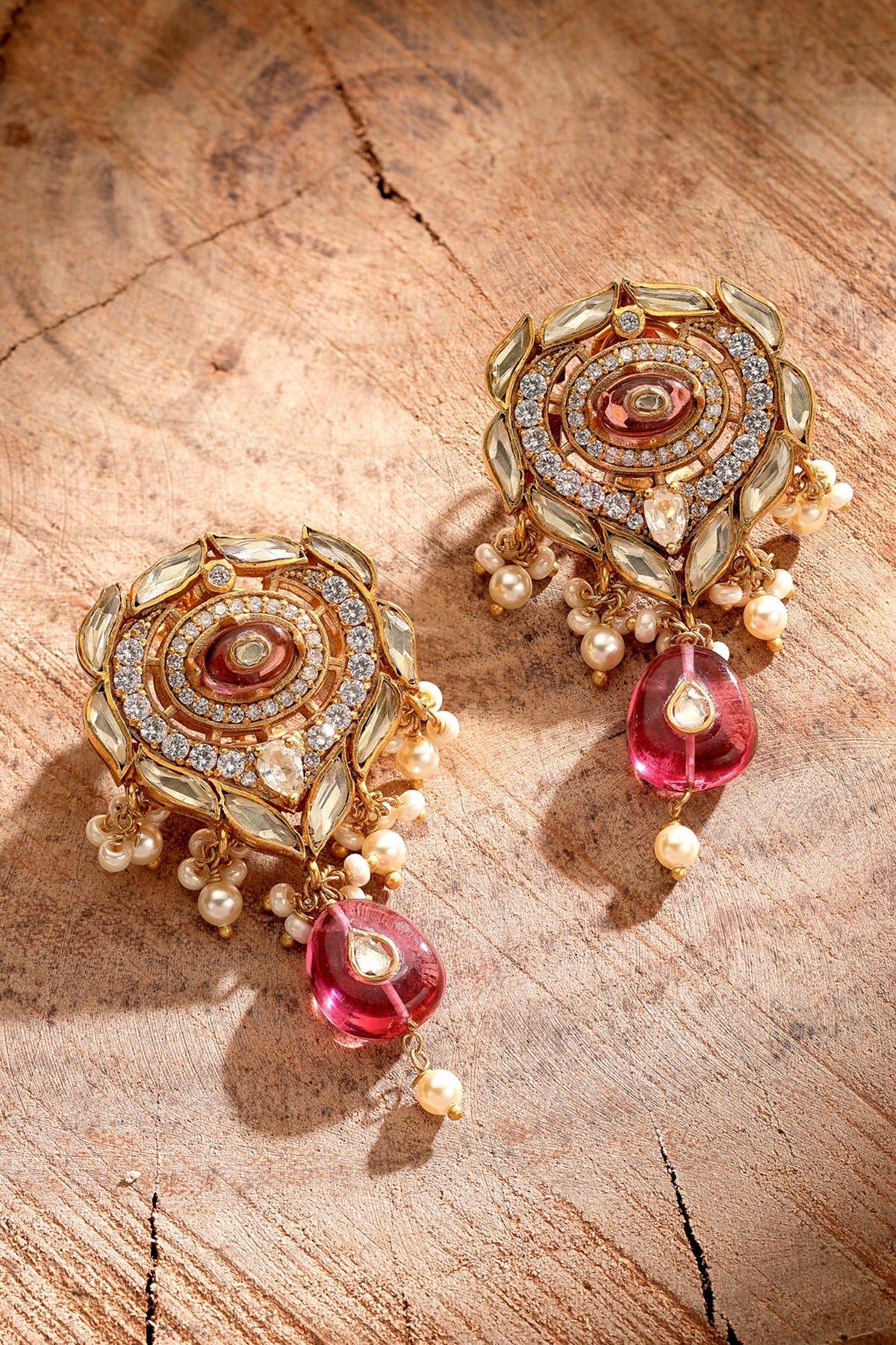 Stone Embellished Drop Earrings 